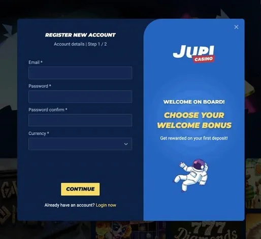 Registrace Casino Jupi